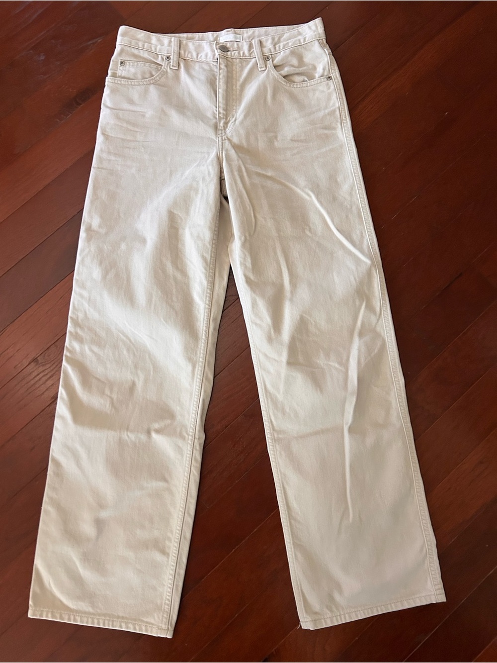 UNIQLO Wide Straight Jeans Women’s Size 25x31 Beige 100% Cotton excellent